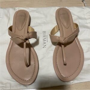 Alexandre Birman Nude Leather Bow Sandals